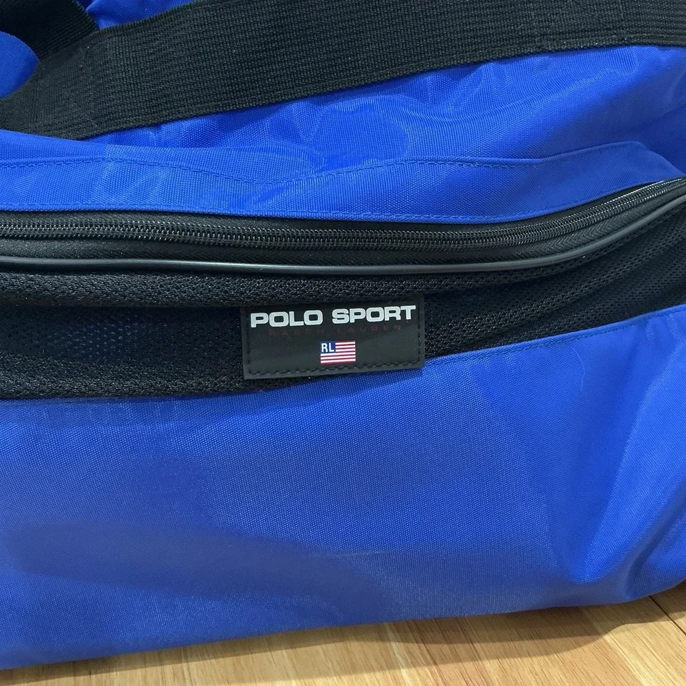 Vintage 90's Polo RL Sport Blue Gym Duffel Bag Travel Carry-On Large 23